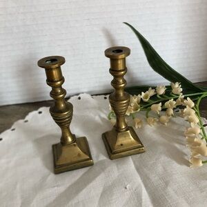 Vtg Miniature Brass Candle Holders